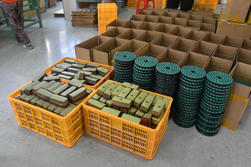 Finished diamond polishing pads ready for shipment