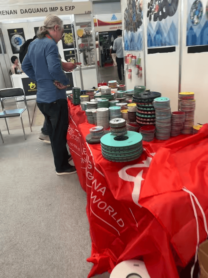 Tianli professional diamond grinding and polishing tools exhibition at Marmomac Verona Italy